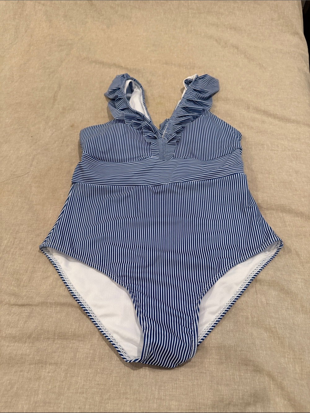 Navy & White Striped One-Piece Swimsuit